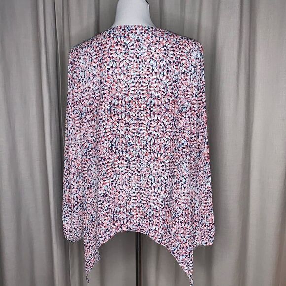 Gloria Lance Asymmetrical Kaleidoscope V-neck Top Sz Medium - Picture 4 of 5